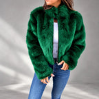 Galatea - Women's Cropped Faux Fur High Neck Jacket 5