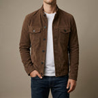 Garrett - Men's Suede Button-Front Jacket with Chest Pockets