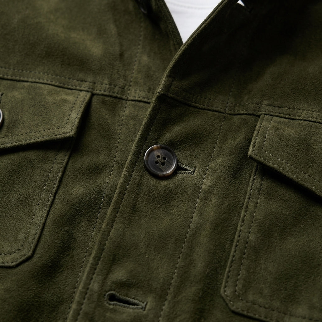 Garrett - Men's Suede Button-Front Jacket with Chest Pockets