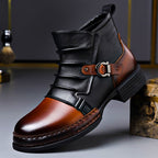 Gavin - Men's Genuine Leather Buckle-Strap Lace-Up Boots