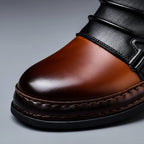 Gavin - Men's Genuine Leather Buckle-Strap Lace-Up Boots