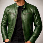 Gavin - Men's Zip-Front Leather Jacket with Chest Pockets