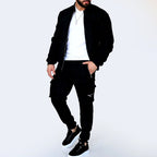 Gavin - Men's Suede-Look Bomber Jacket and Cargo Pants Set 2