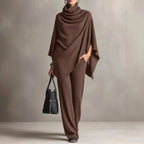 Gemma - Women's Cowl Neck Poncho & Pants Matching Set 2