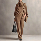 Gemma - Women's Cowl Neck Poncho & Pants Matching Set 3