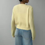 Giselle - Women's Cropped Button-Front Cardigan with Ribbed Cuffs