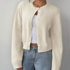 Giselle - Women's Cropped Button-Front Cardigan with Ribbed Cuffs