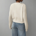 Giselle - Women's Cropped Button-Front Cardigan with Ribbed Cuffs