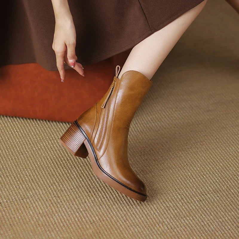 Giselle - Women's Zip-Up Platform Ankle Boots