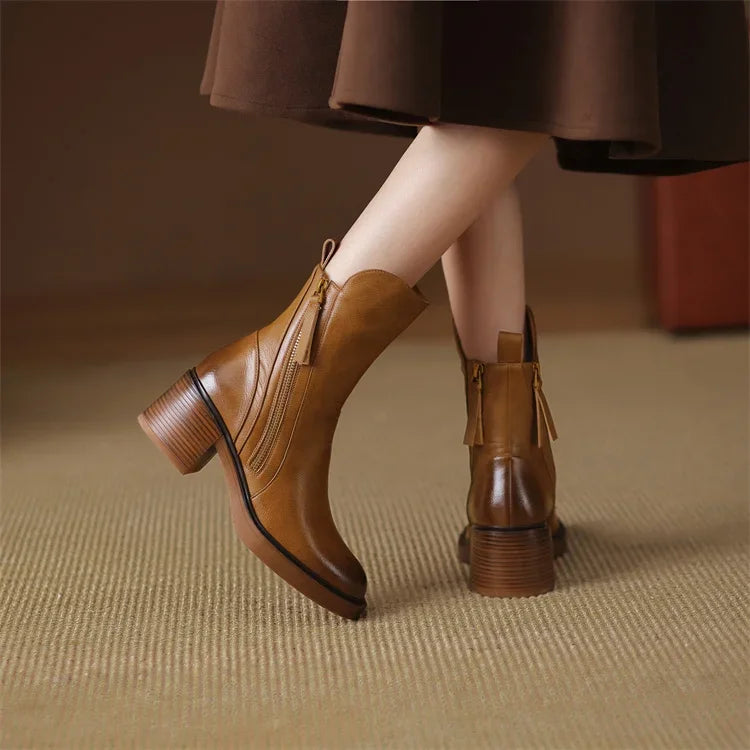 Giselle - Women's Zip-Up Platform Ankle Boots