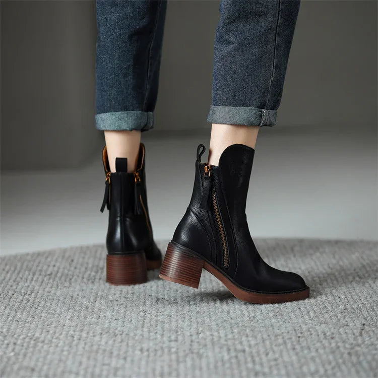 Giselle - Women's Zip-Up Platform Ankle Boots