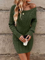 Glenda - Women's Braided Cable Knit Sweater Dress 6