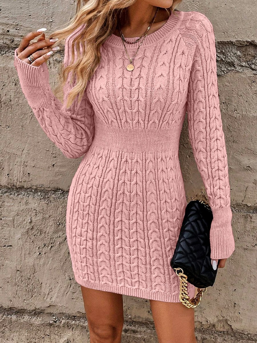 Glenda - Women's Braided Cable Knit Sweater Dress 7