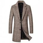 Grant - Men's Plaid Longline Notch Lapel Overcoat 1