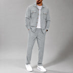 Grant - Men's Waffle Knit Button Front Matching Set 3