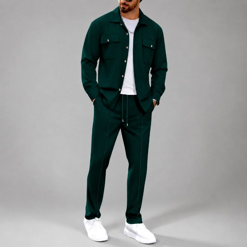 Grant - Men's Waffle Knit Button Front Matching Set 5