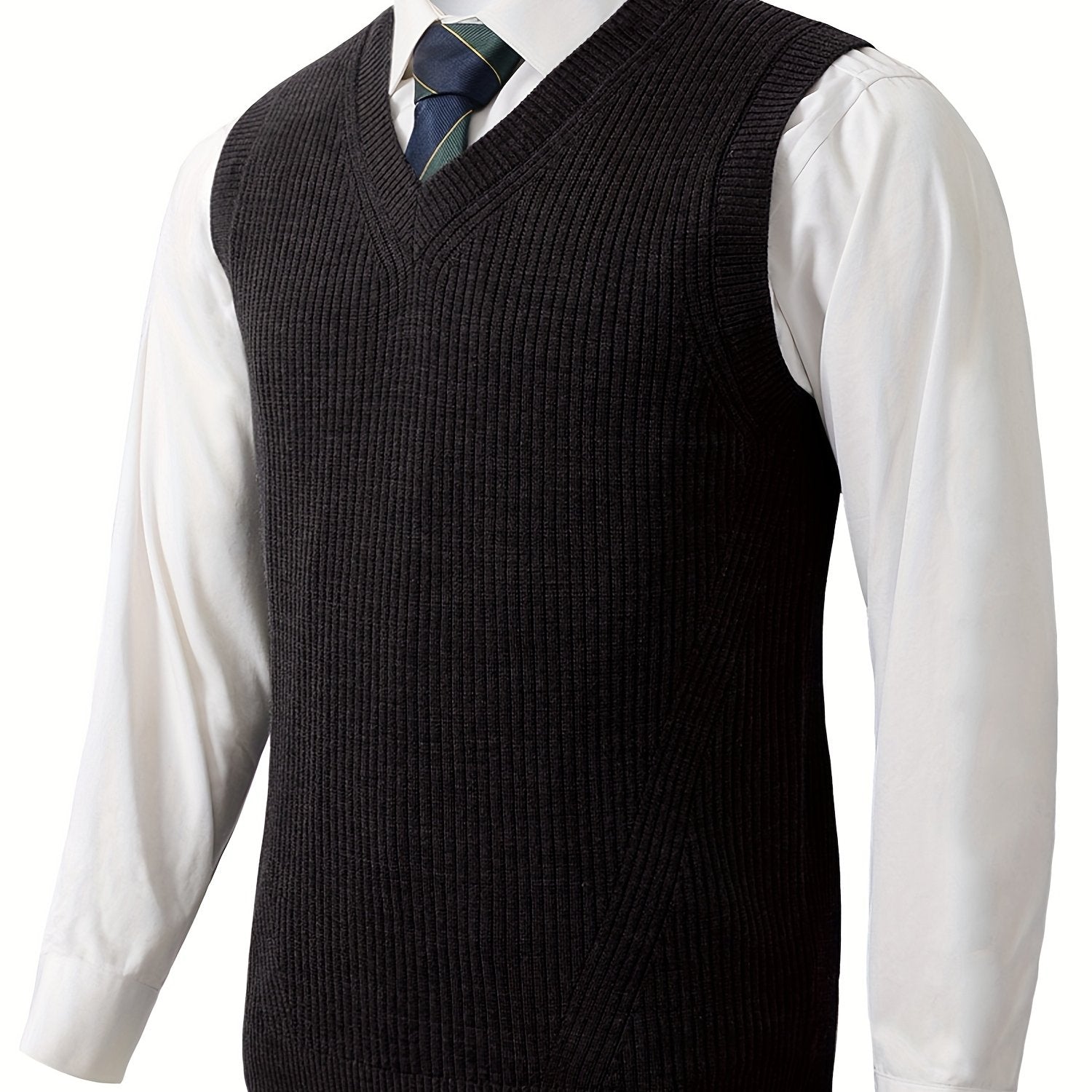 Gregory - Men's Ribbed V-Neck Sweater Vest