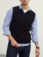 Gregory - Men's Ribbed V-Neck Sweater Vest