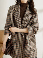 Gwendolyn - Women's Houndstooth Notch-Lapel Blazer