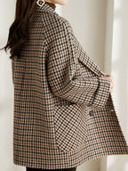 Gwendolyn - Women's Houndstooth Notch-Lapel Blazer