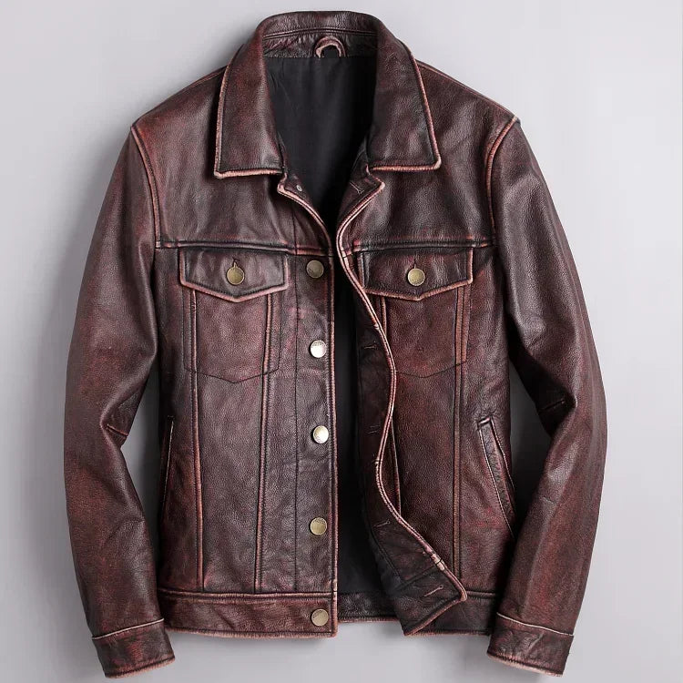 Harlan - Men's Vintage Genuine Leather Button Jacket