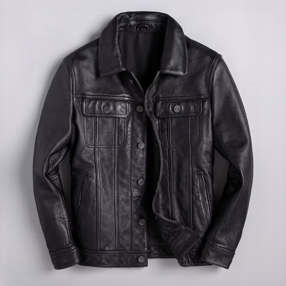 Harlan - Men's Vintage Genuine Leather Button Jacket