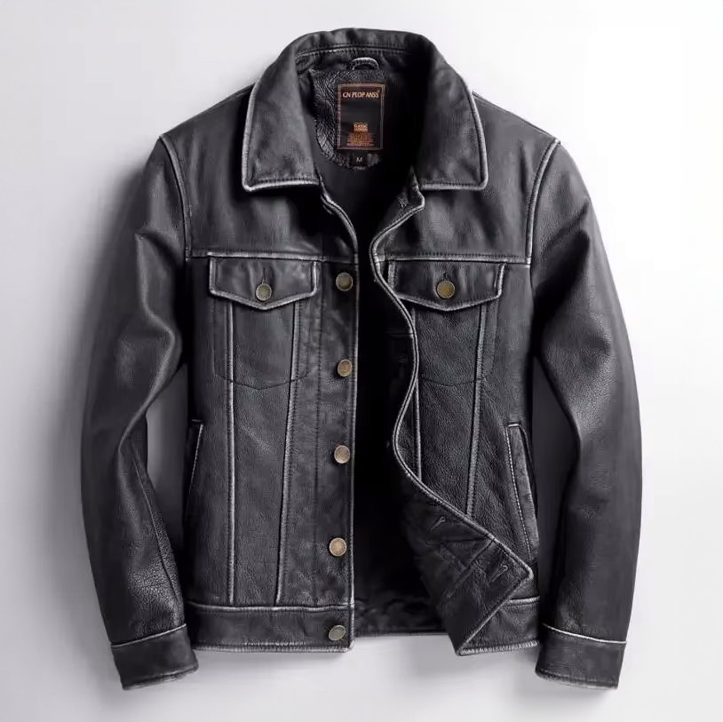 Harlan - Men's Vintage Genuine Leather Button Jacket