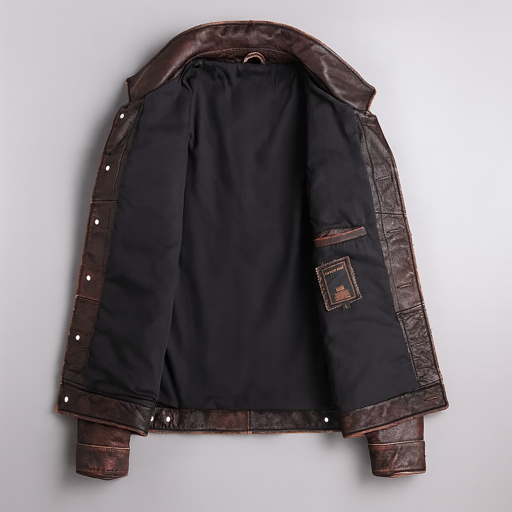 Harlan - Men's Vintage Genuine Leather Button Jacket