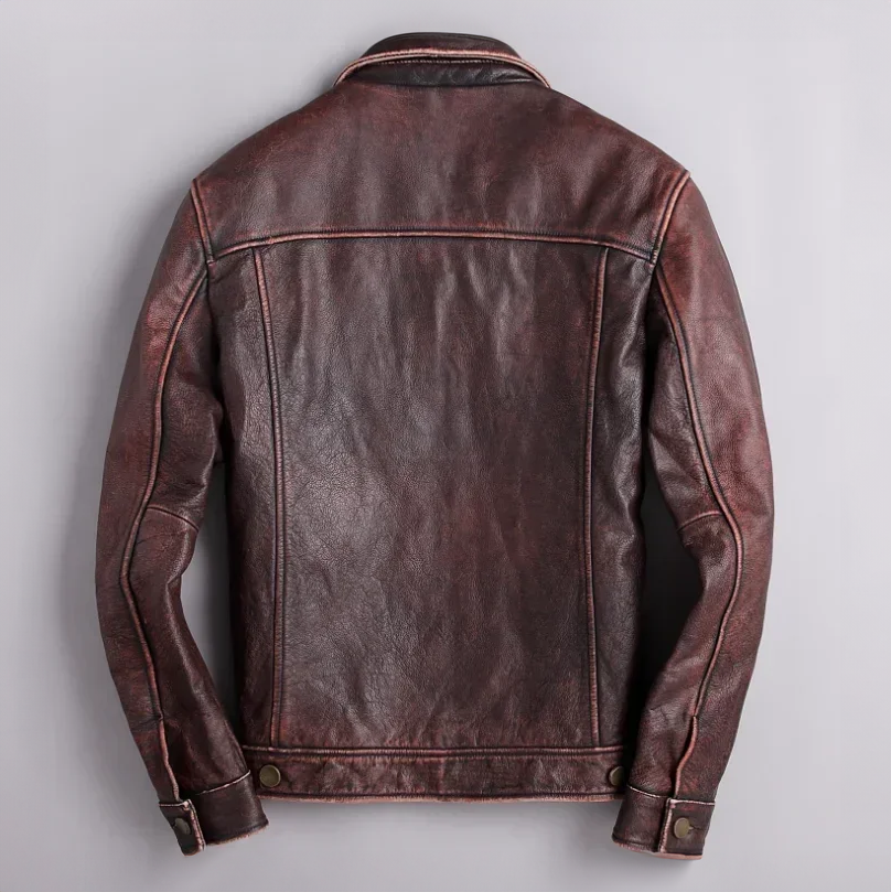 Harlan - Men's Vintage Genuine Leather Button Jacket