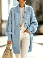 Harley - Women’s Cable Knit Long Cardigan with Button Front 3