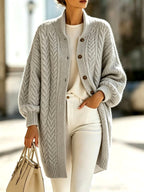 Harley - Women’s Cable Knit Long Cardigan with Button Front 5