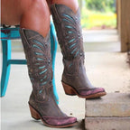 Harlow - Women's Cutout Knee-High Boots with Studded Details