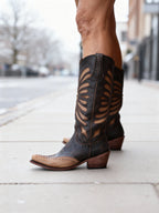 Harlow - Women's Cutout Knee-High Boots with Studded Details