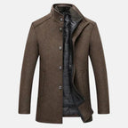 Harmon - Men's Wool Blend Coat with Stand Collar and Quilted Lining