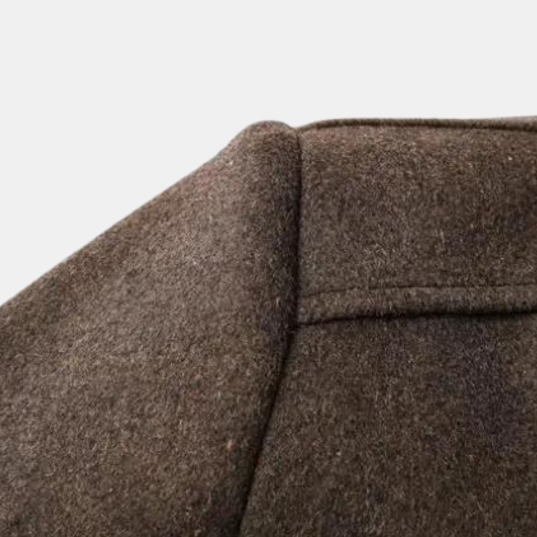 Harmon - Men's Wool Blend Coat with Stand Collar and Quilted Lining
