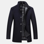Harmon - Men's Wool Blend Coat with Stand Collar and Quilted Lining