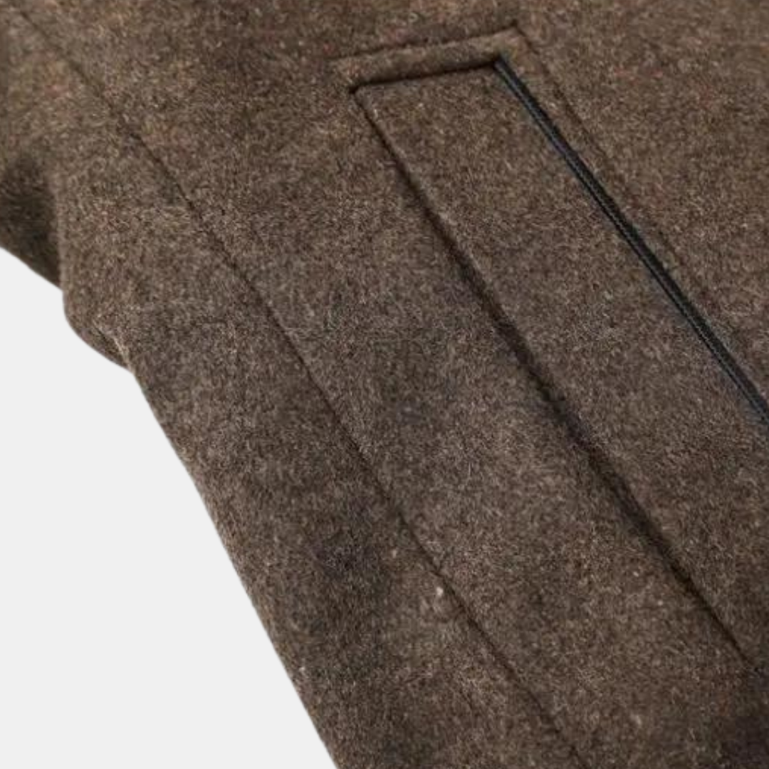 Harmon - Men's Wool Blend Coat with Stand Collar and Quilted Lining