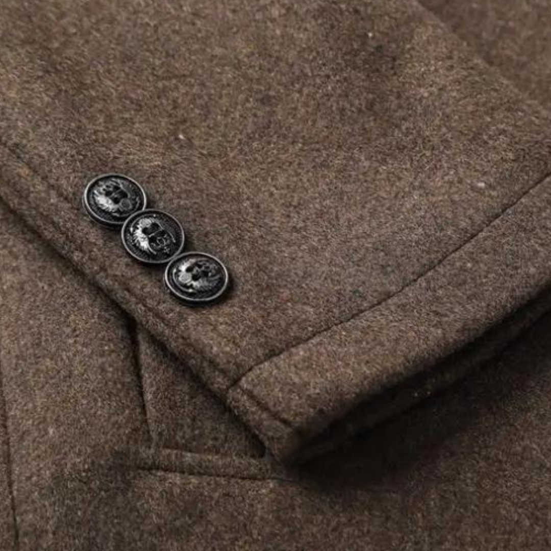 Harmon - Men's Wool Blend Coat with Stand Collar and Quilted Lining