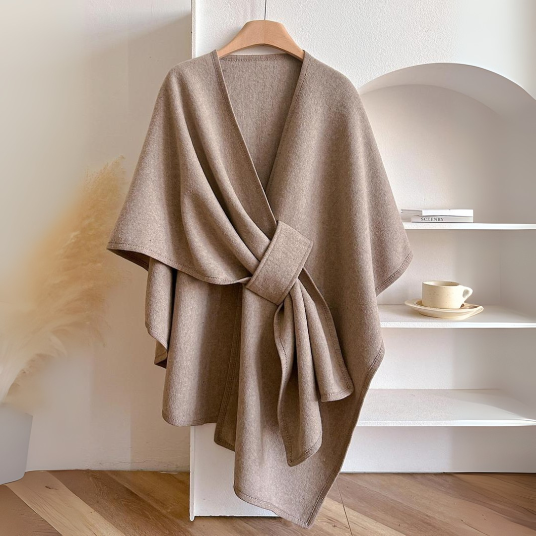 Heather - Women's Wrap Shawl with Tie Belt