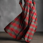 Heidi - Women's Plaid Shawl Collar Maxi Dress 3