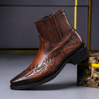 Ian - Men's Genuine Leather Wingtip Chelsea Boots