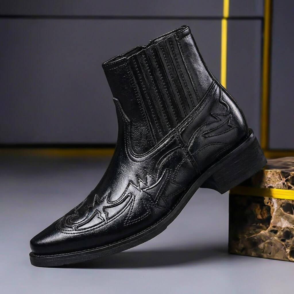 Ian - Men's Genuine Leather Wingtip Chelsea Boots