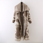 Irma - Women's Geometric Open-Front Long Knit Cardigan 1