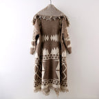 Irma - Women's Geometric Open-Front Long Knit Cardigan 4