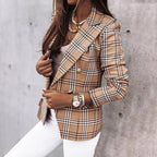 Ivy - Women's Plaid Button-Front Blazer with Thermal Lining