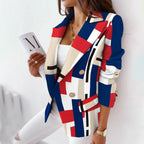 Ivy - Women's Plaid Button-Front Blazer with Thermal Lining