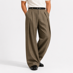Jacob - Men's Pleated Wide-Leg Dress Pants with Tapered Waist