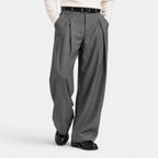 Jacob - Men's Pleated Wide-Leg Dress Pants with Tapered Waist