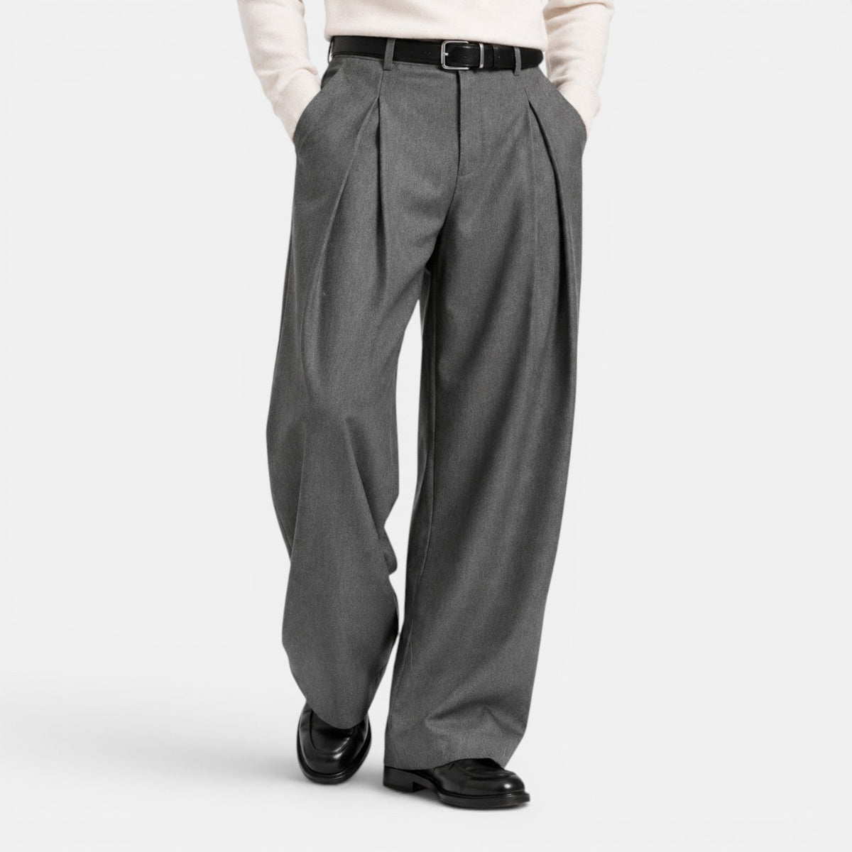 Jacob - Men's Pleated Wide-Leg Dress Pants with Tapered Waist