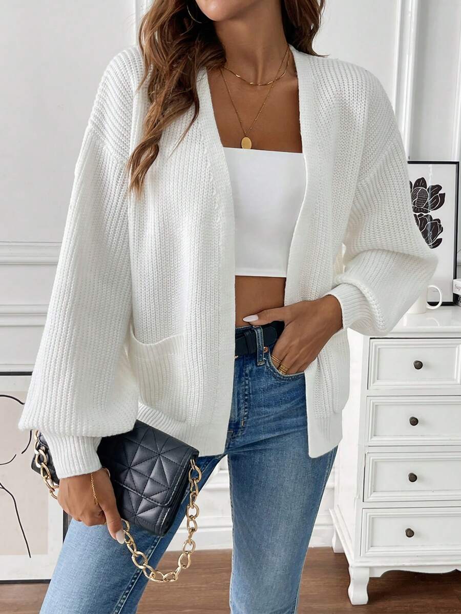 Jade - Women's Open-Front Ribbed Knit Cardigan